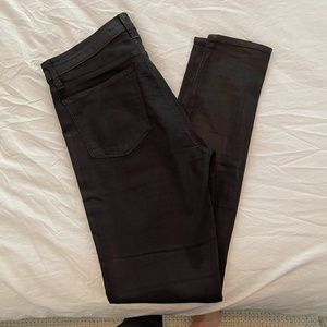 Black J Brand coated skinny jeans